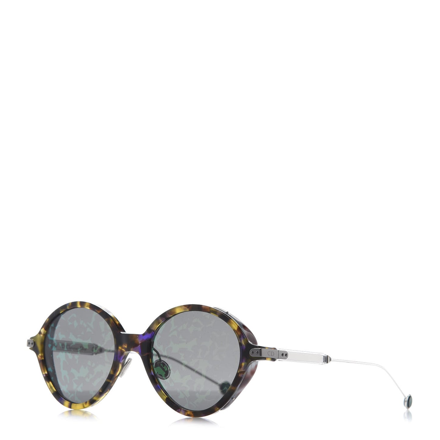 Acetate Leaf Print Umbrage Round Sunglasses Green Foliage