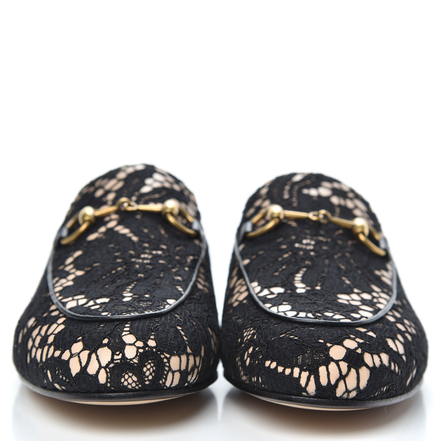 Gucci Lace Malaga Kid Womens Princetown Slippers 36 Black Skin Rose 2 of 9