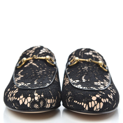 Gucci Lace Malaga Kid Womens Princetown Slippers 36 Black Skin Rose 2 of 9