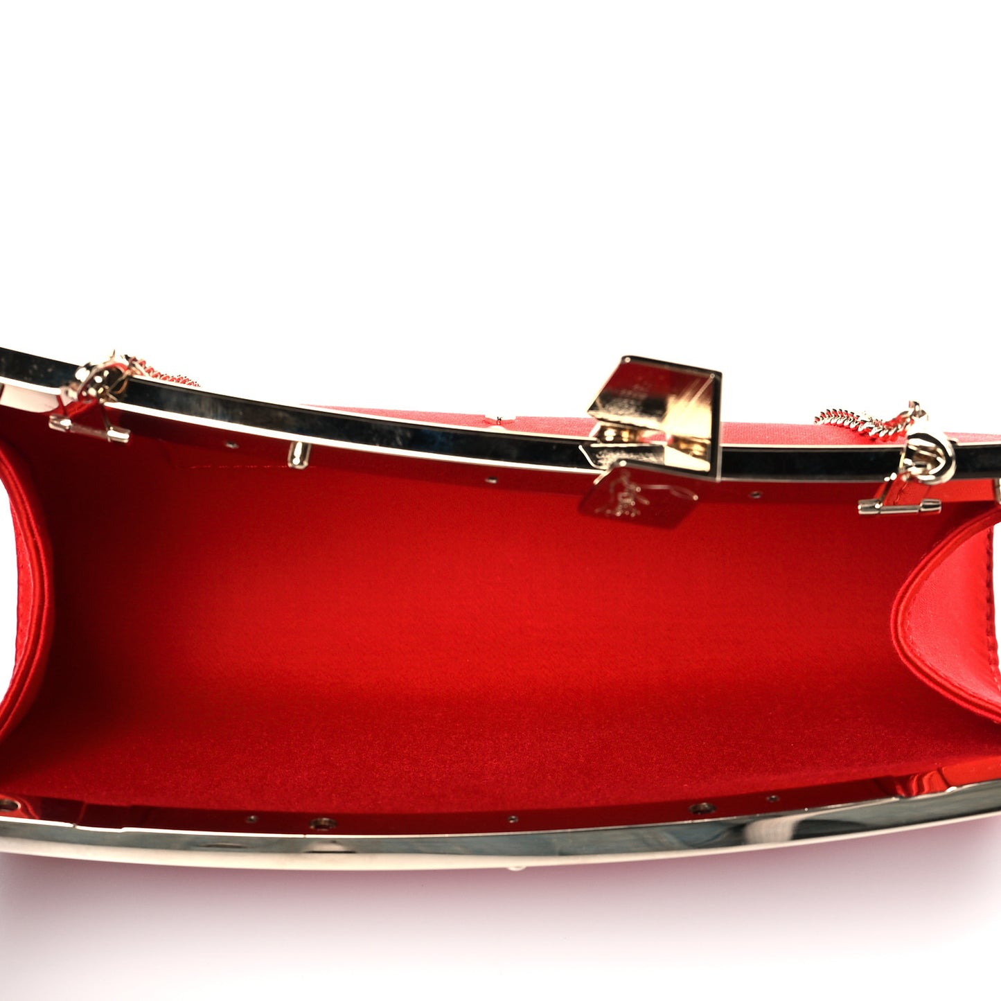 Satin Palmette Clutch Red