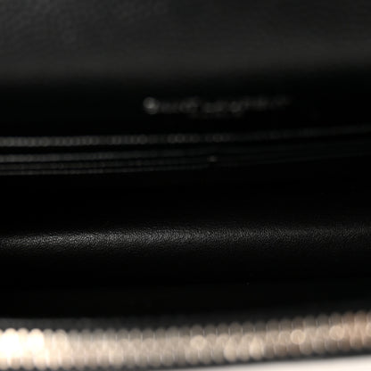 Saint Laurent Grain De Poudre Matelasse Chevron Monogram Envelope Chain Wallet Black 5 of 10