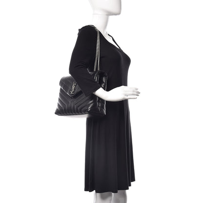 Saint Laurent Calfskin Y Quilted Monogram Medium Loulou Chain Satchel Black 2 of 12