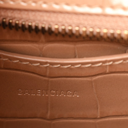 Balenciaga Shiny Supple Calfskin Crocodile Embossed Neo Classic Gold Hardware Mini City Nude Beige 4 of 9