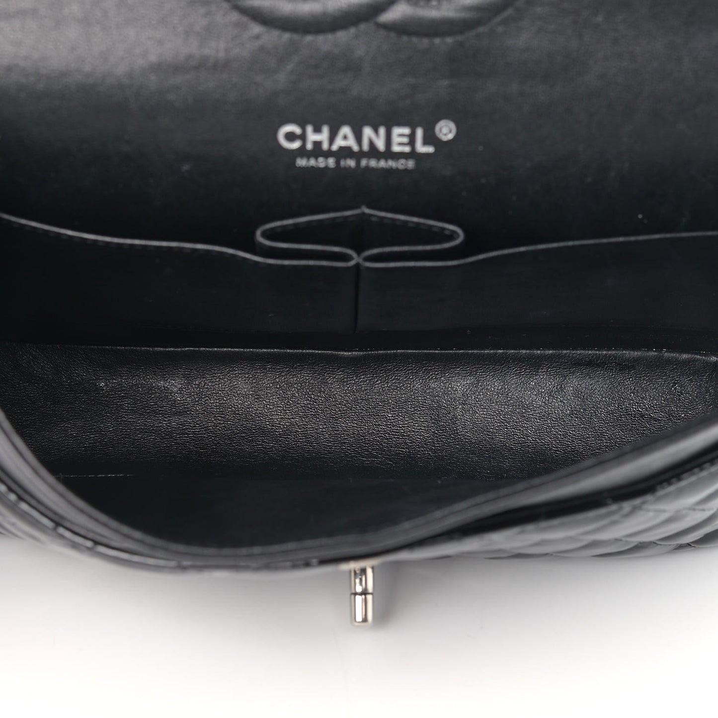 Patent Quilted Medium Double Flap Black