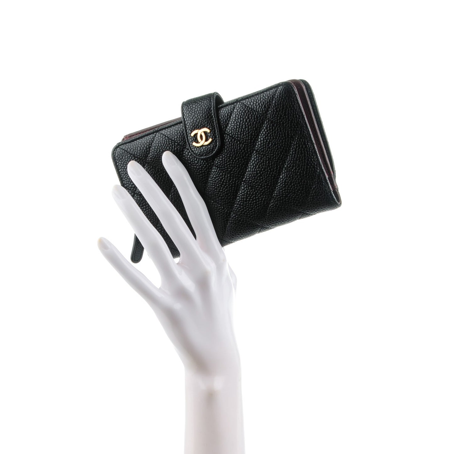 Caviar Quilted Zipped Pocket Wallet Black
