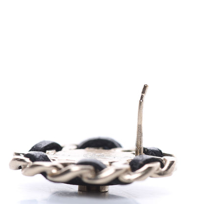 Chanel Lambskin Chain Around CC Earrings Light Gold Black 3 of 6