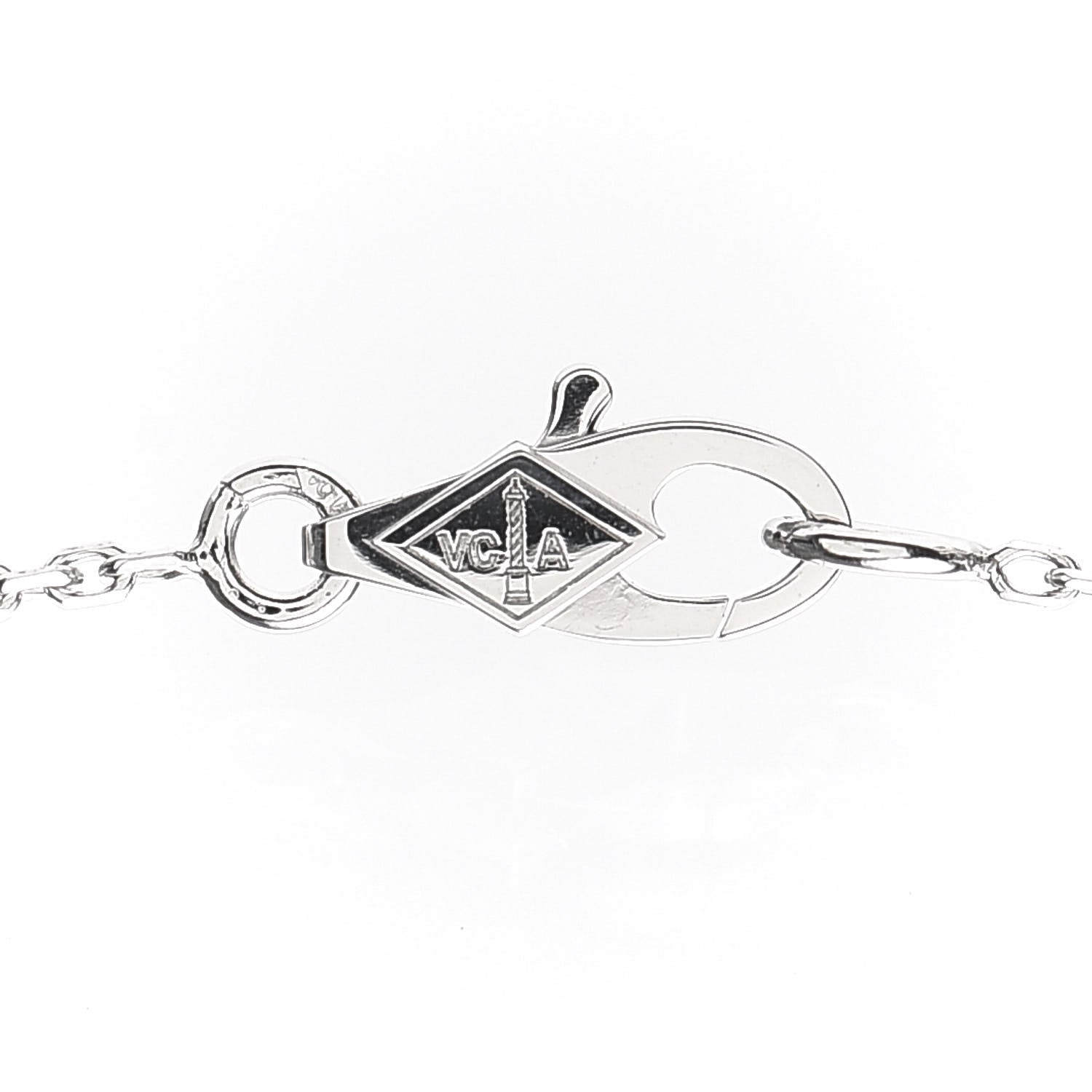 Van Cleef & Arpels 18K White Gold Diamond Sweet Alhambra Pendant Necklace 4 of 8