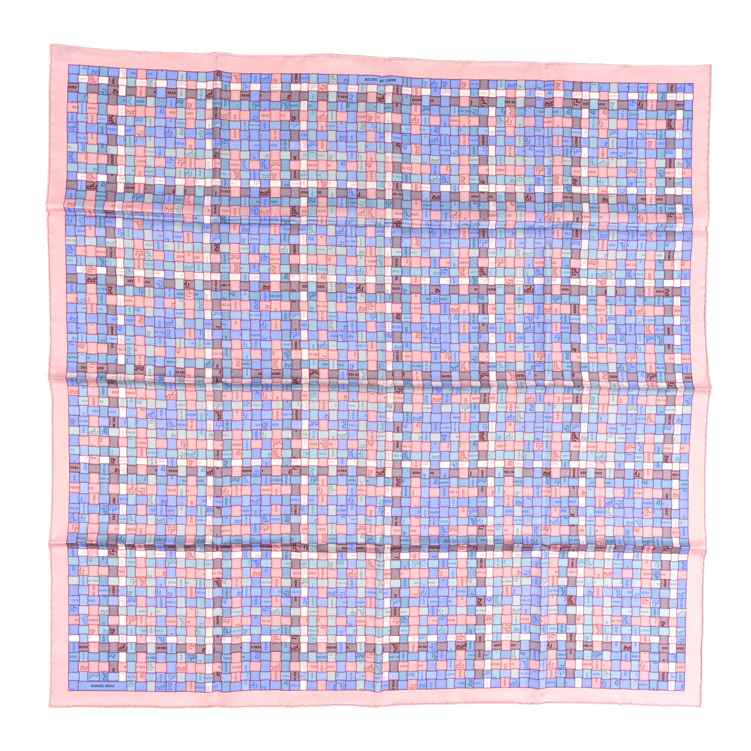 Hermes Silk Bolduc Au Carre Scarf 90 Bleu Pale Rose Pale 1 of 5
