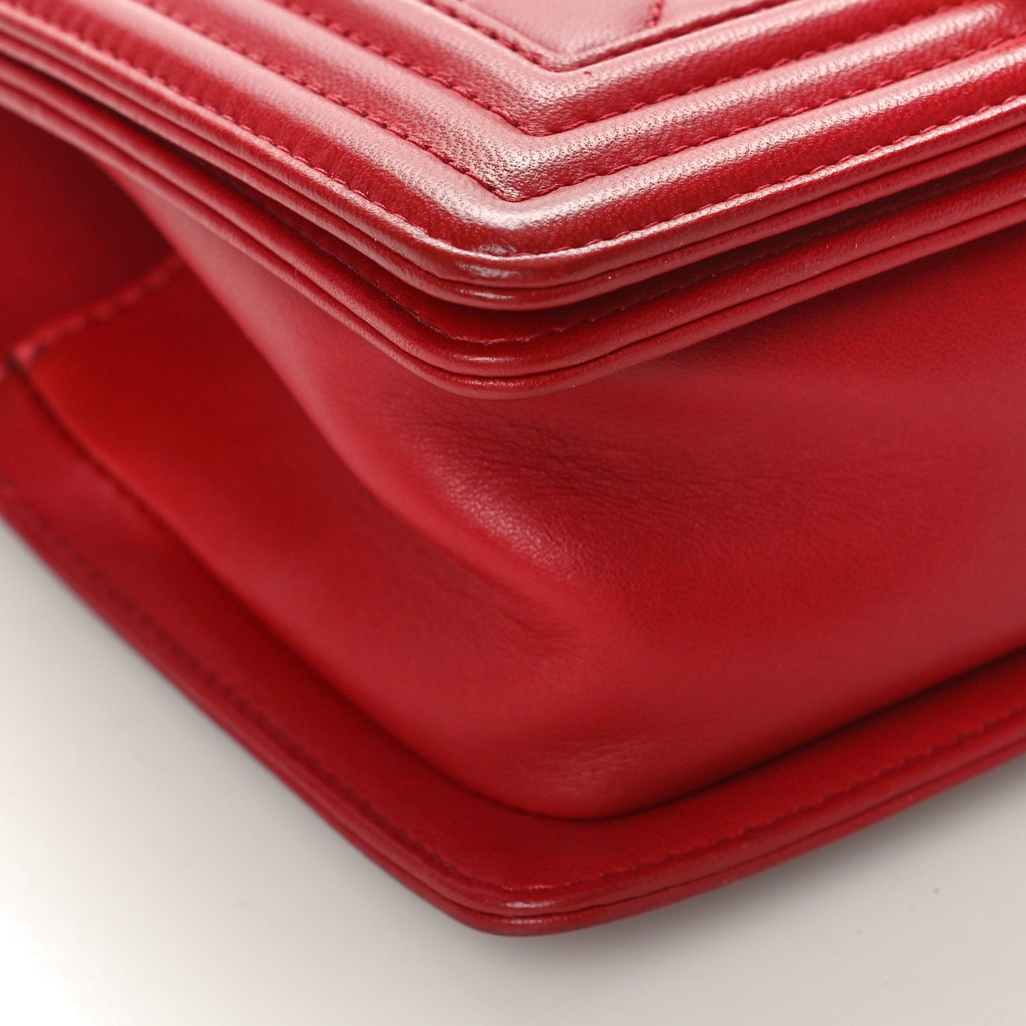 Lambskin Quilted Small Boy Flap Dark Red
