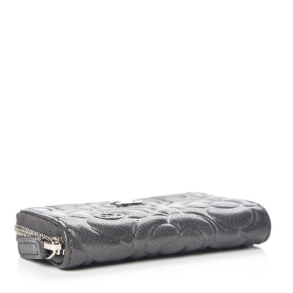 Chanel Goatskin Camellia Embossed Zip Coin Purse Anthracite 4 of 8