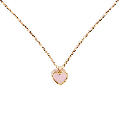 Van Cleef & Arpels 18K Rose Gold Mother of Pearl Sweet Alhambra Heart Pendant Necklace 1 of 6