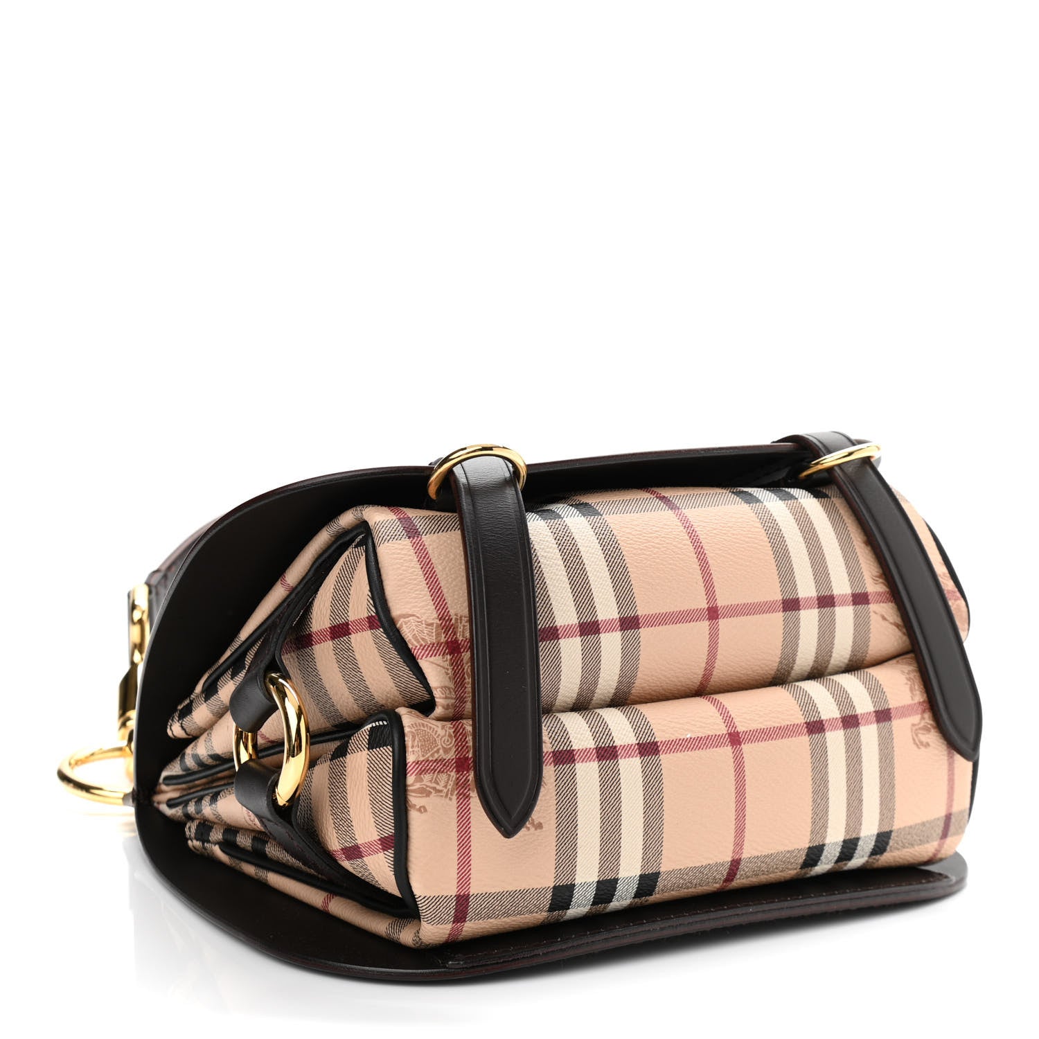Burberry Haymarket Check Large Bridle Saddle Bag Dark Clove Brown 4 of 10
