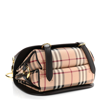 Burberry Haymarket Check Large Bridle Saddle Bag Dark Clove Brown 4 of 10