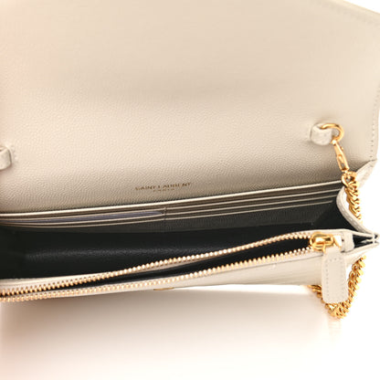 Saint Laurent Grain De Poudre Matelasse Chevron Cassandre Envelope Chain Wallet Nude Powder 4 of 10
