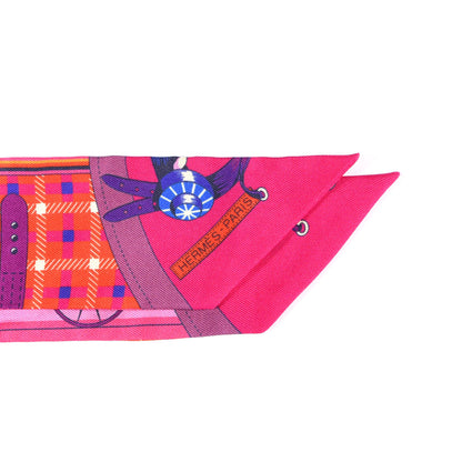 Hermes Silk Voitures Nouvelles Twilly Rouge Rose Fuchsia 3 of 4