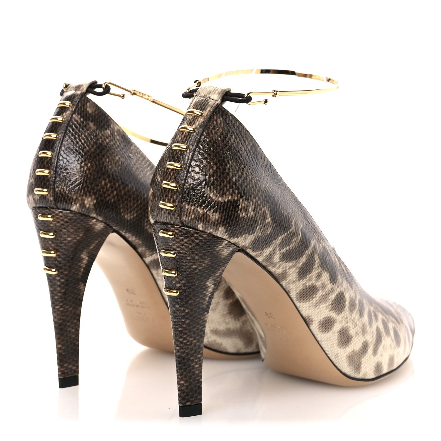 Fendi Vitello Karung Effect Filo Pumps 39 Beige 5 of 11