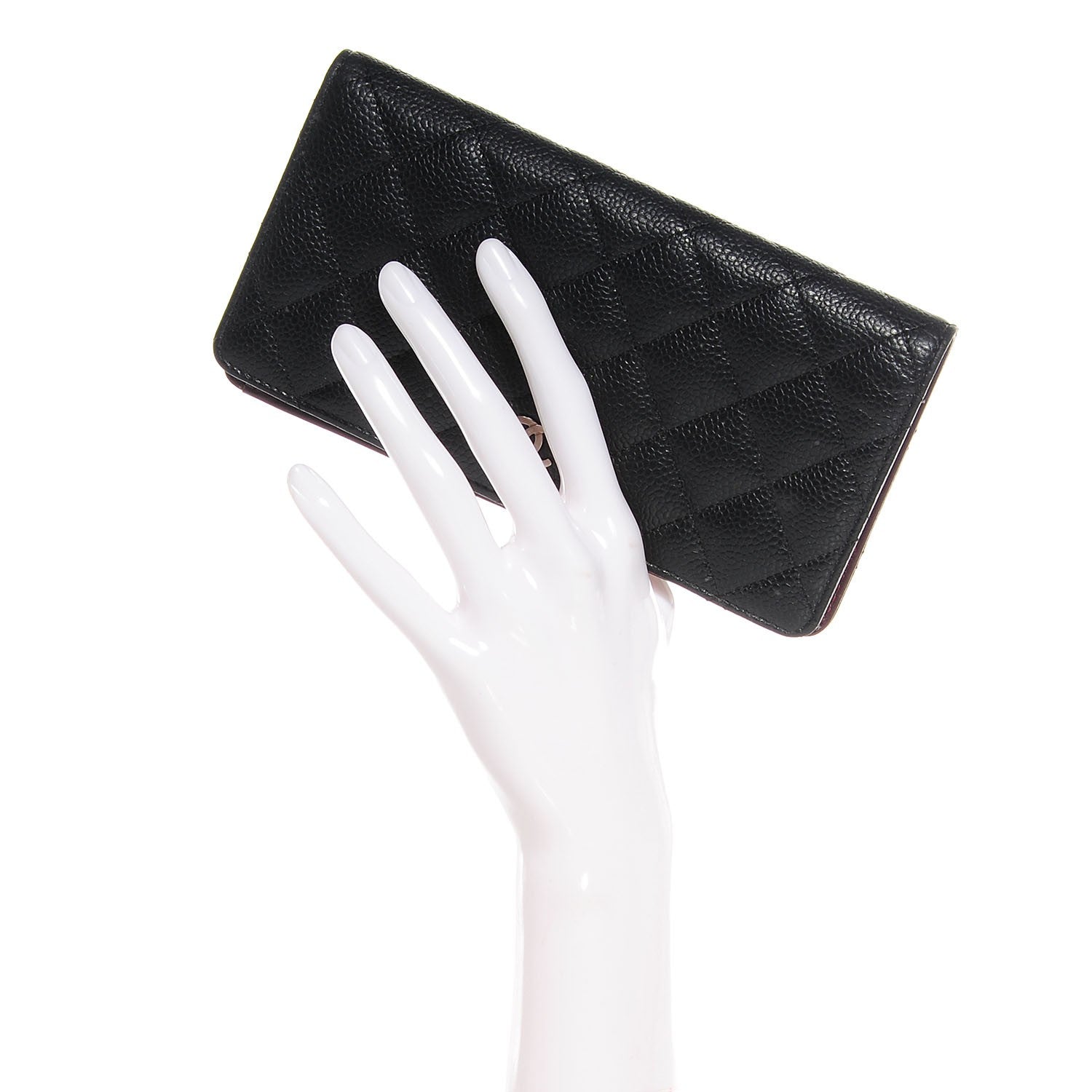 Chanel Caviar Quilted Yen Wallet Black 2 of 8