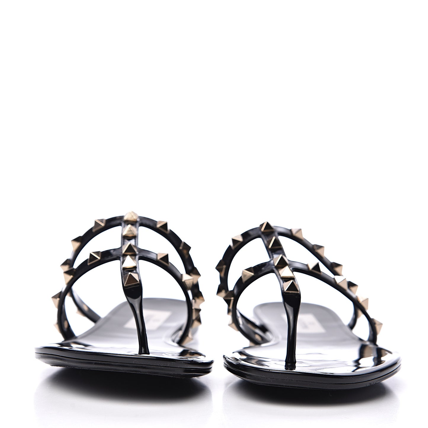 PVC Jelly Rockstud Caged Flat Thong Sandals 38 Black