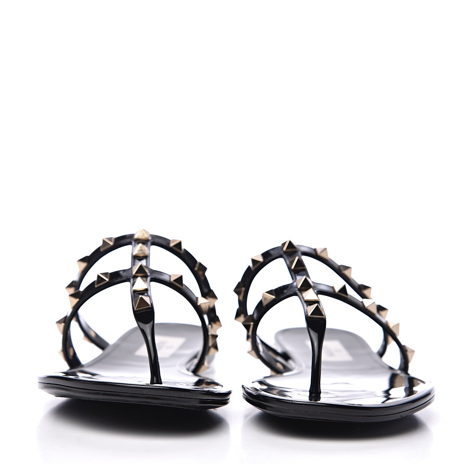 Valentino Garavani PVC Jelly Rockstud Caged Flat Thong Sandals 38 Black 2 of 8