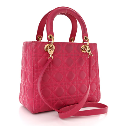 Christian Dior Lambskin Cannage Medium Lady Dior Fuchsia 3 of 13