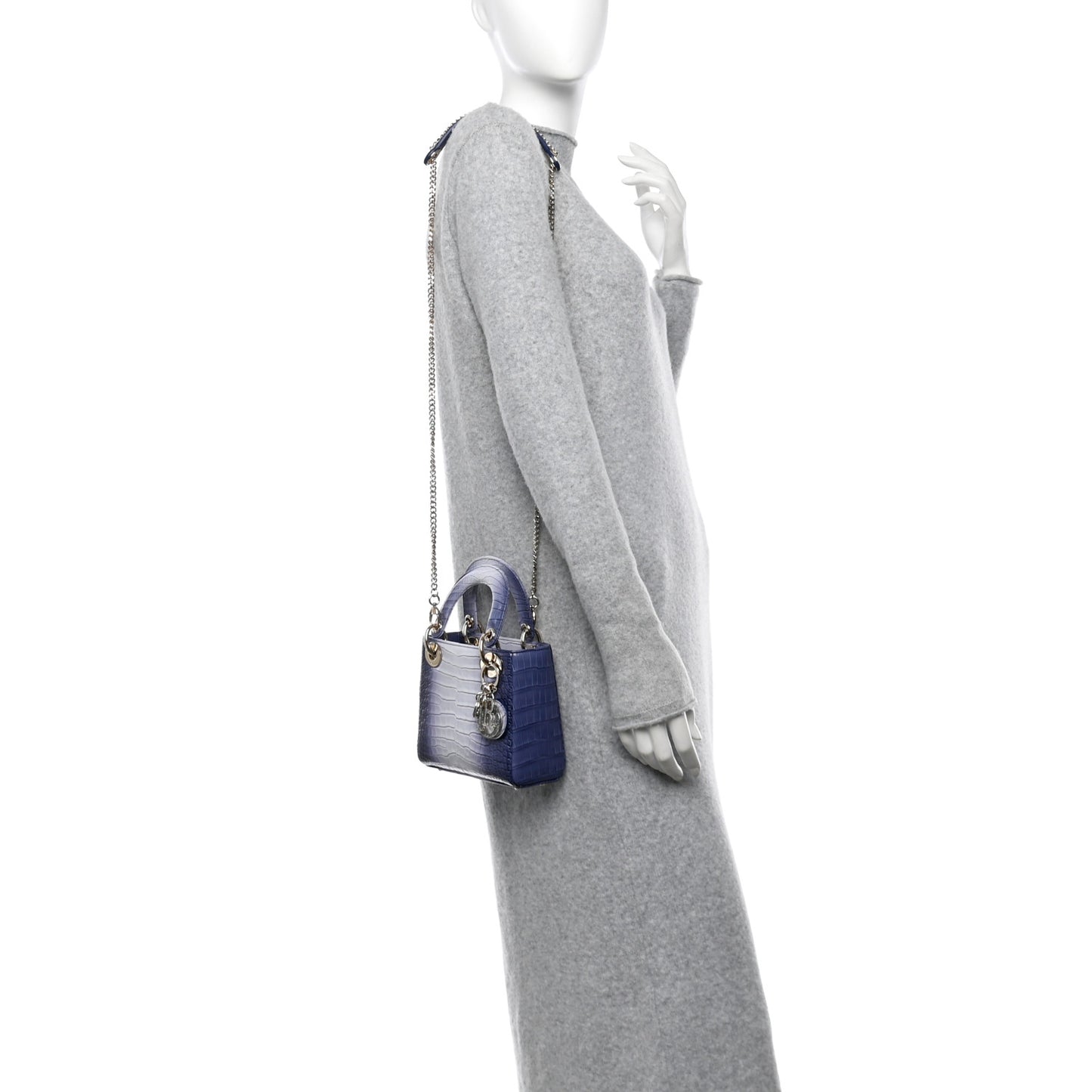 Crocodile Gradient Mini Lady Dior Dark Blue