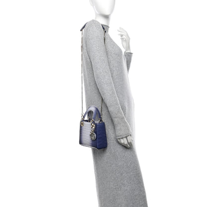 Christian Dior Crocodile Gradient Mini Lady Dior Dark Blue 2 of 10