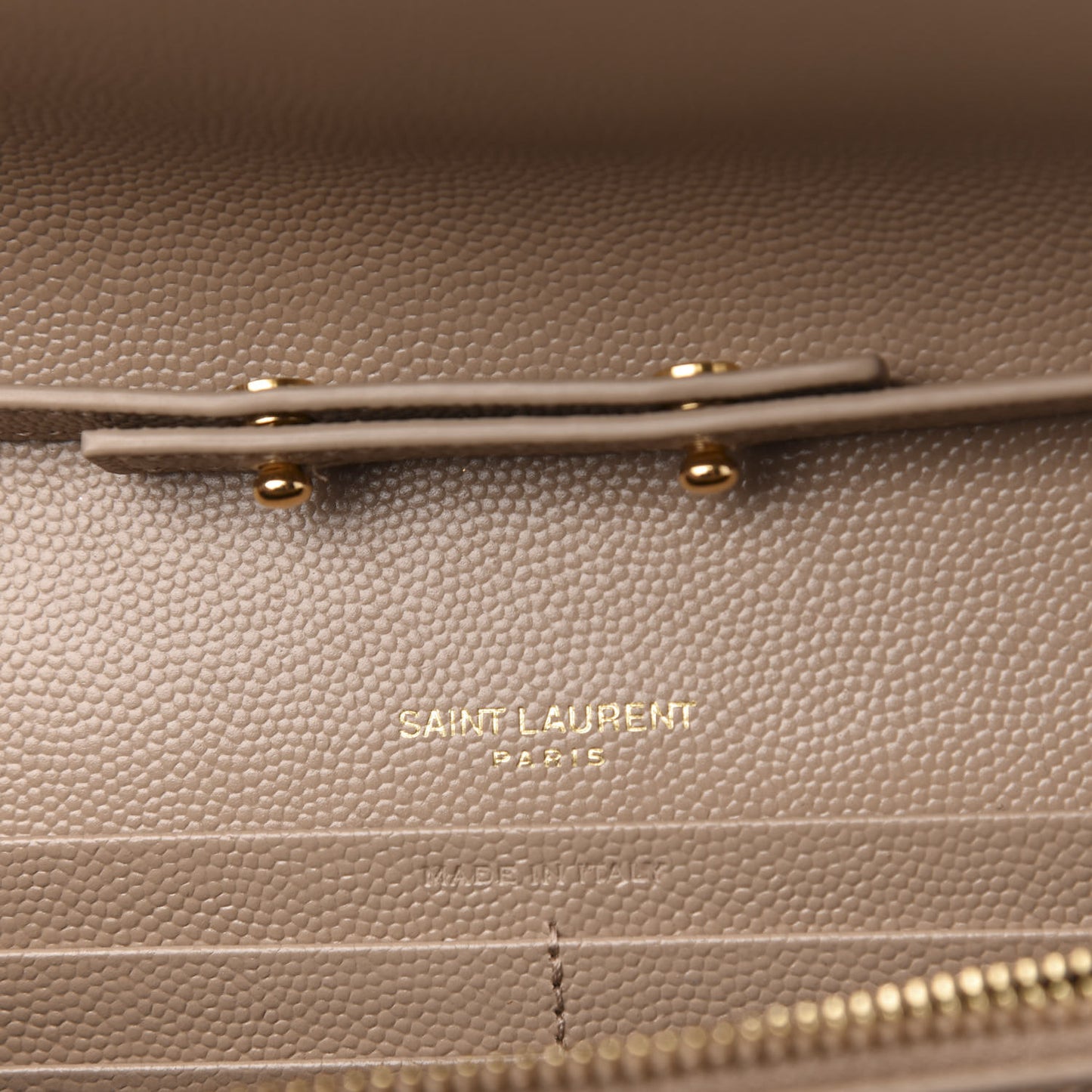 Grain De Poudre Matelasse Chevron Monogram Chain Wallet Dark Beige