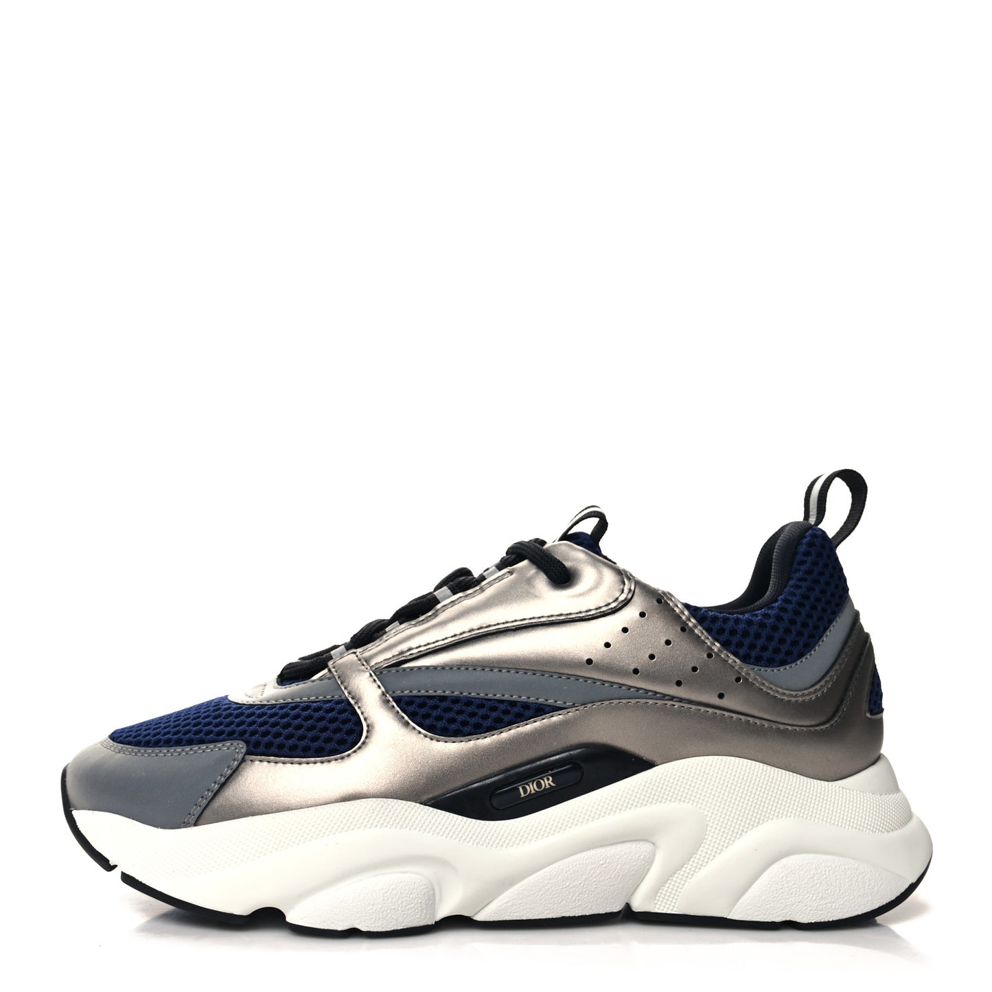 Technical Mesh Calfskin Mens B22 Sneakers 42 Silver Blue White