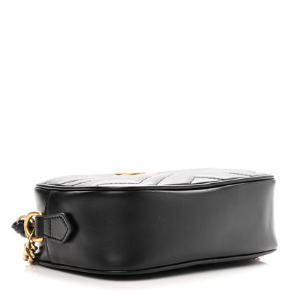 Gucci Calfskin Matelasse Mini GG Marmont Chain Shoulder Bag Black 4 of 10