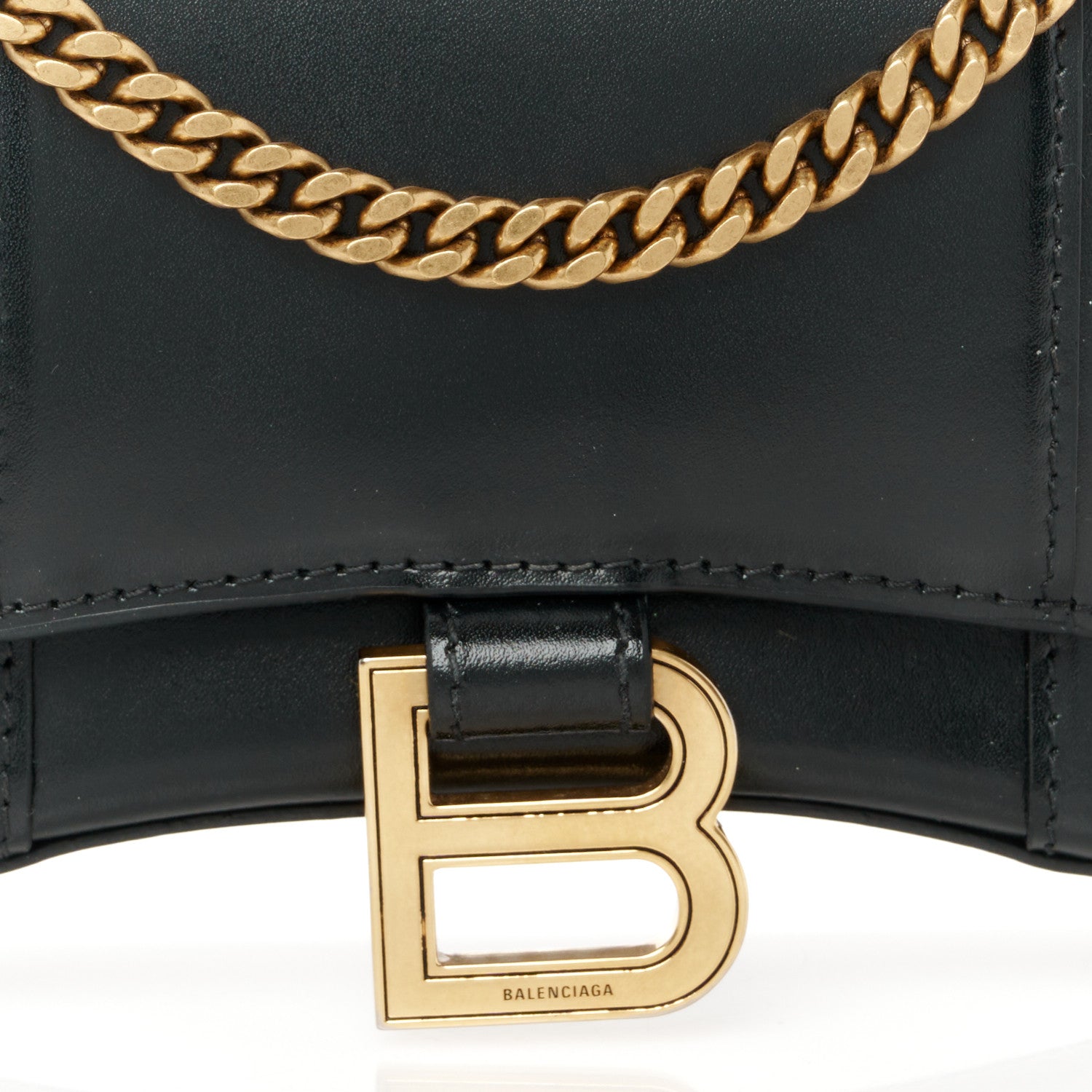 Balenciaga Shiny Box Calfskin Hourglass Chain Bag Black 9 of 11