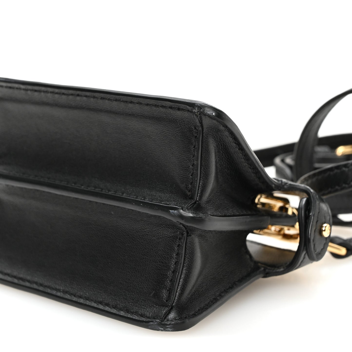 Shiny Nappa Nano Peekaboo Maxi Handle Satchel Black