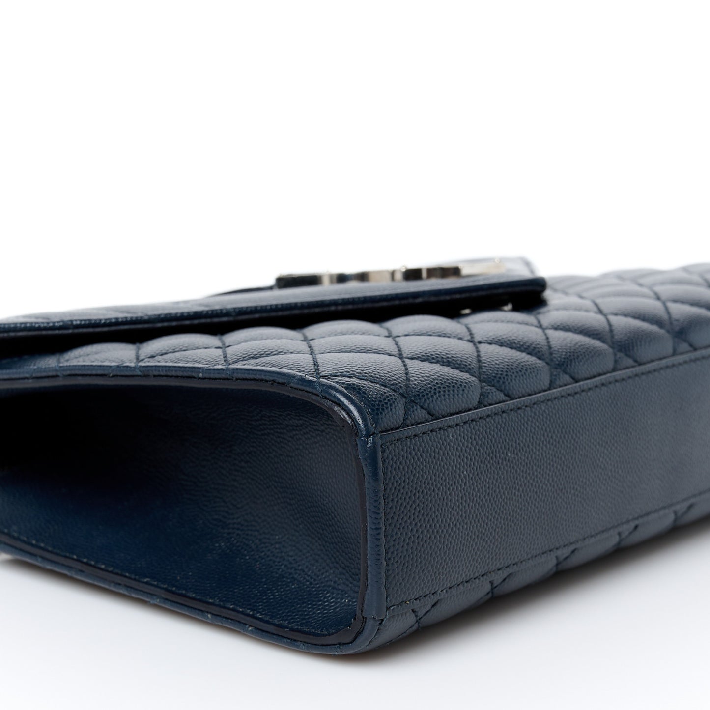 Grain De Poudre Textured Mixed Matelasse Triquilt Medium Monogram Satchel Deep Marine