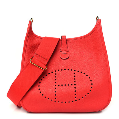 Hermes Taurillon Clemence Evelyne III PM Rouge De Coeur 1 of 10