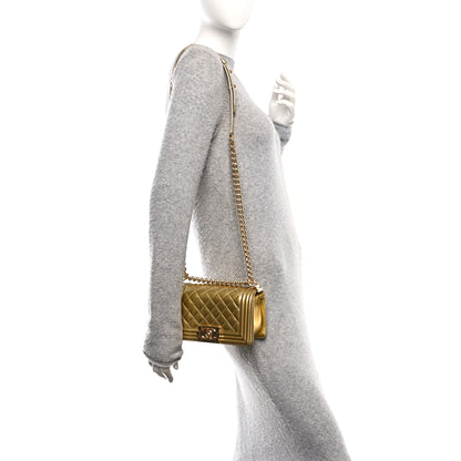 Chanel Metallic Patent Calfskin Quilted Small Boy Flap Gold 2 of 11