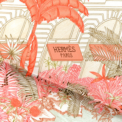 Hermes Silk Faubourg Tropical Scarf 90 Orange Kaki Saumon 3 of 7