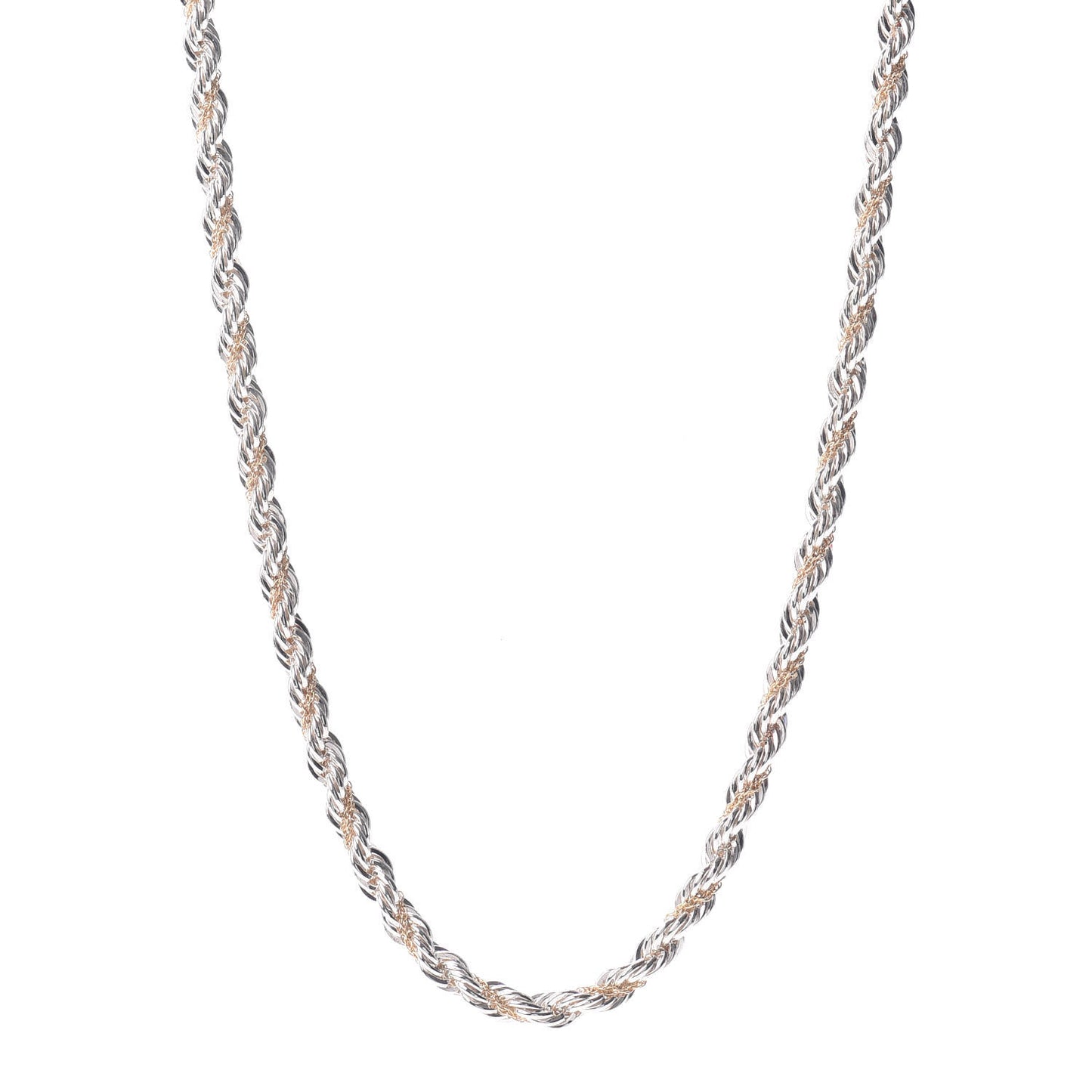 Sterling Silver 18K Yellow Gold Rope Chain Necklace 18"