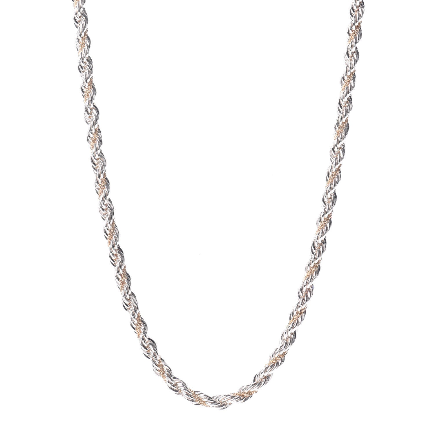 Tiffany Sterling Silver 18K Yellow Gold Rope Chain Necklace 18" 1 of 4