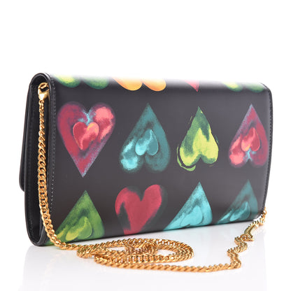 Versace Calfskin Rebellious Hearts Chain Evening Bag Black 3 of 9