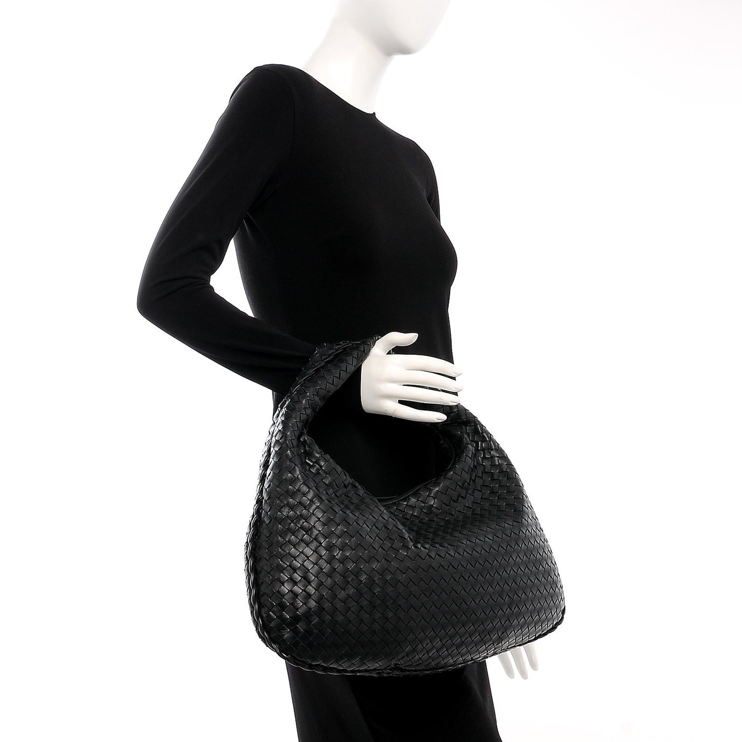 Nappa Intrecciato Large Hobo Nero Black
