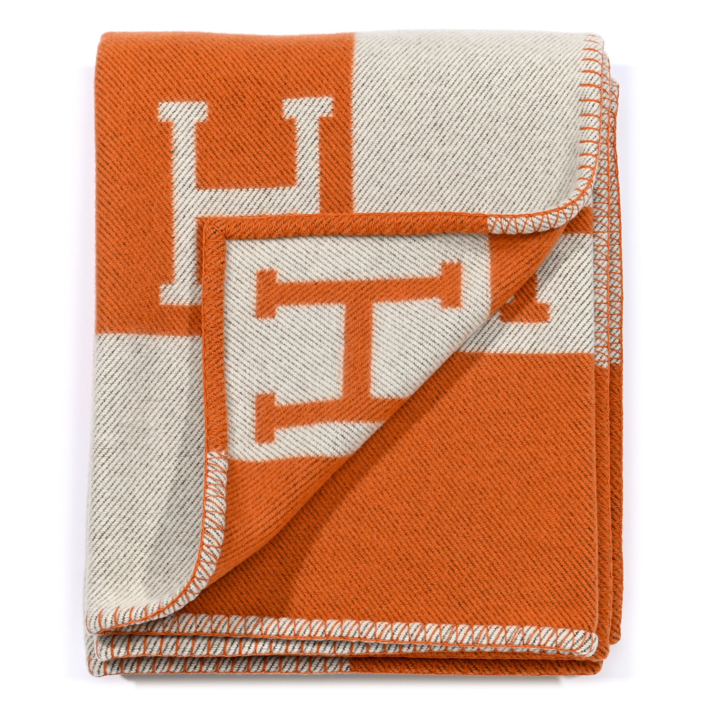 Wool Cashmere Signature Classic Avalon Blanket Ecru Potiron