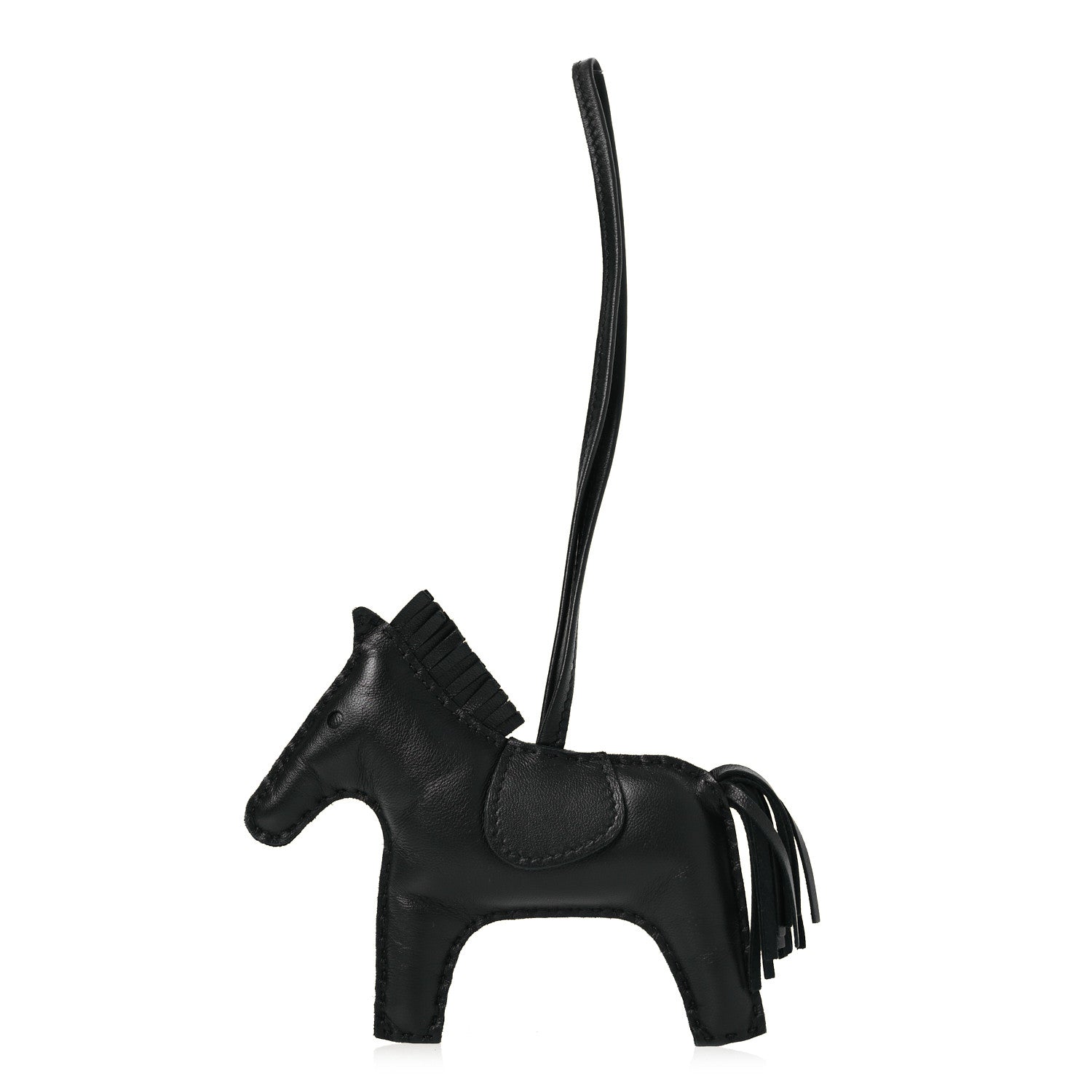 Hermes Milo Lambskin Grigri Rodeo Horse Bag Charm MM So Black 2 of 10