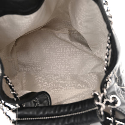 Chanel Calfskin Contrast Stitch Surpique Bucket Bag Black 5 of 11