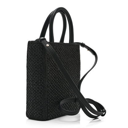 Loewe Raffia Calfskin Standard A5 Tote Bag Black White 3 of 9