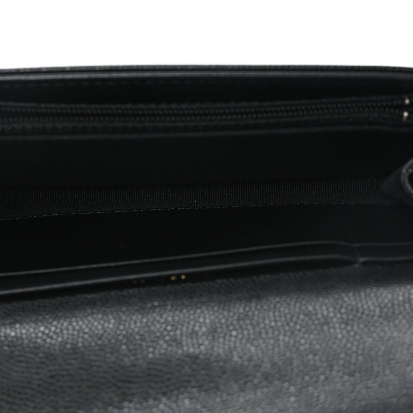 Caviar Quilted Crystal CC Large Gusset Flap Wallet Black