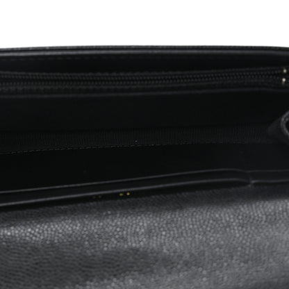 Chanel Caviar Quilted Crystal CC Large Gusset Flap Wallet Black 5 of 8