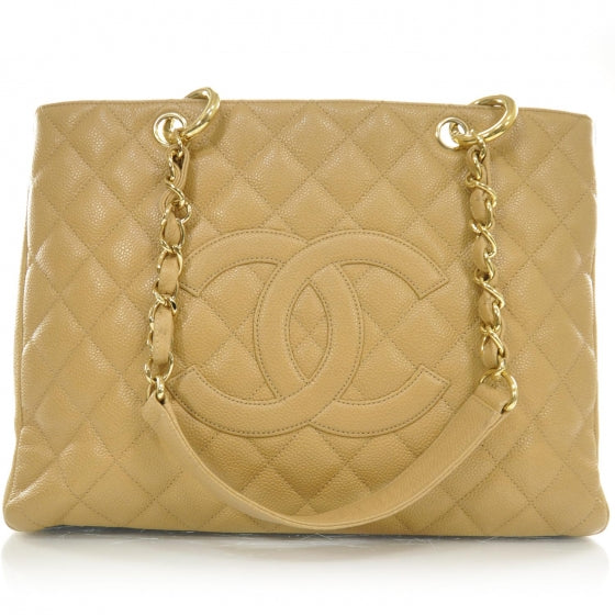 Chanel Caviar Quilted Grand Shopping Tote GST Beige 1 of 10