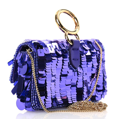 Fendi Sequin Paillettes Shiny Nappa Sex and the City Nano Baguette Charm Viola Purple Rain 3 of 14