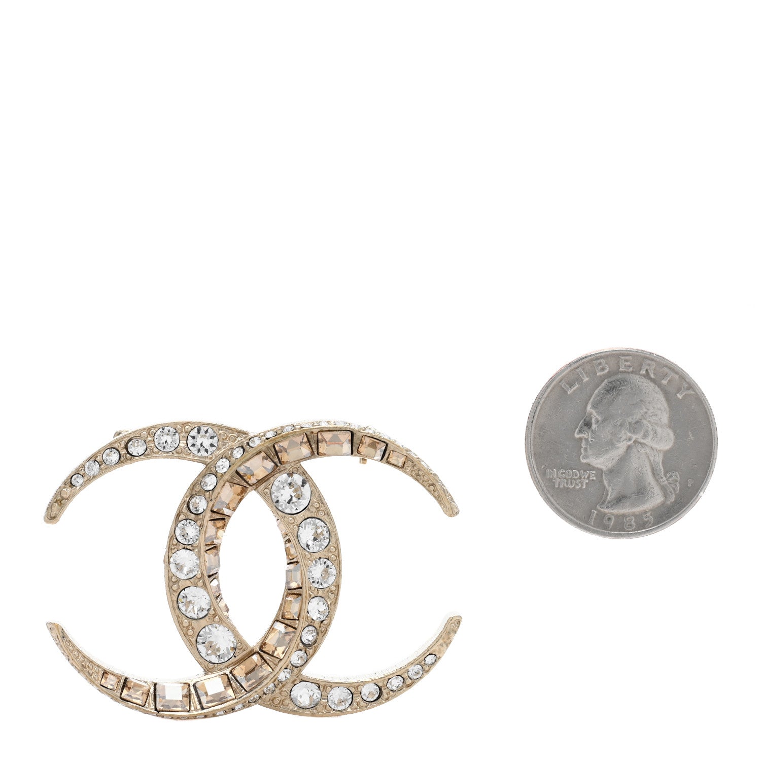Chanel Baguette Crystal Dubai CC Brooch Gold 2 of 4