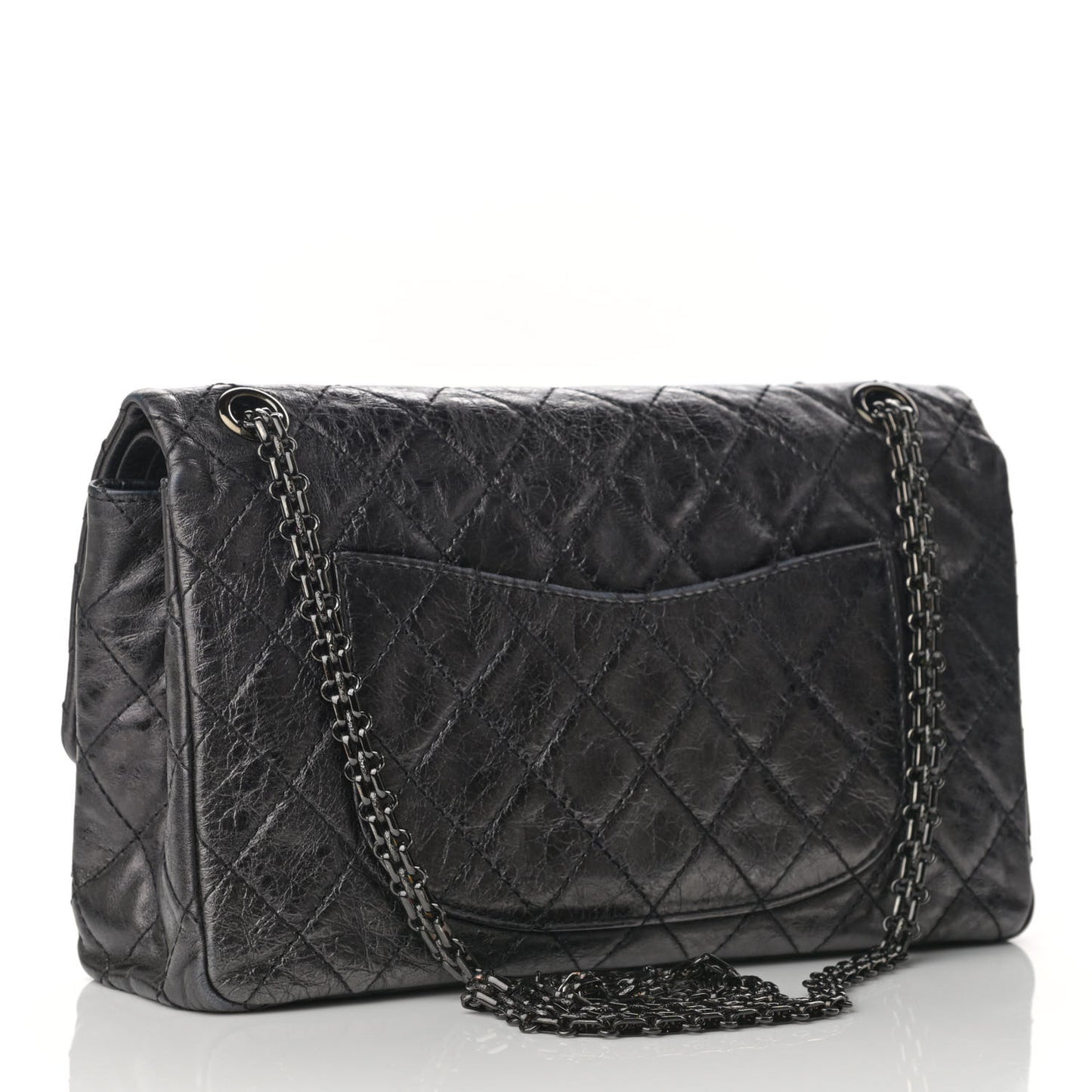 Metallic Aged Calfskin Quilted 2.55 Reissue 226 Flap Dark Silver