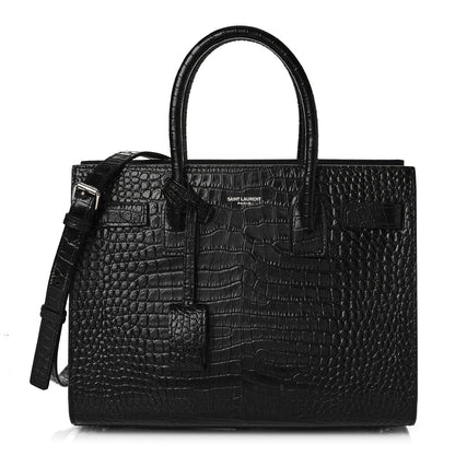 Saint Laurent Calfskin Crocodile Embossed Baby Sac De Jour Black 2 of 18